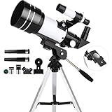 Telescope for Adults & Kids, 70mm Aperture 300mm Refractor Telescope, Portable Travel Refractor Telescopes for Astronomy Beginners with Tripod, Phone Adapter