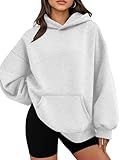 WYNNQUE Hoodies for Women Oversized Sweatshirts Fall Fashion Outfits 2026 Casual Sweaters Tops Fleece Plus Size Workout Comfy Winter Clothes Grey M