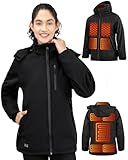 bailinghai Heated Jacket for Women with Bαtterγ Pack, Winter Outdoor Soft Shell Electric Heating Coat with Detachable Hood