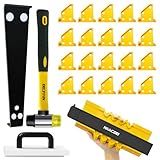 Laminate Flooring Tools, NAACOO LVP Installation Kit, Professional Vinyl Flooring Tools - Tapping Block with Handle, 10” Contour Gauge, Pull Bar, 2 in 1 Spacers, Double-Faced Mallet.