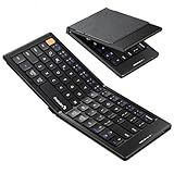 ProtoArc Foldable Compact Keyboard, XK04 Portable Bluetooth Keyboard with PU Leather Cover, Pocket-Sized Wireless Travel Keyboards for iPad, iPhone, Smartphone, Tablet and Laptop - Black