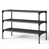Kitsure Shoe Rack - Non-Woven Shoe Rack Shelf, 27.5" Wide - 3 Tier, Black