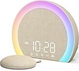 ANJANK Extra Loud Alarm Clock with Wireless Bed Shaker, Vibrating Dual Alarm with Light Wake Up for Heavy Sleepers & Hearing Impaired, 9-Color Night Light, 8 Sounds, 0-100% Dimmer, USB Charger