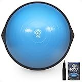 Bosu Balance Ball Exercise Trainer, Home Gym Equipment w/ Guided Workouts & Pump, 26", Blue - Inflatable Fitness Platform for Strength Training, Standing, Balancing, and Core Workout