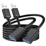 Vanjua 2 Pack USB Extension Cable-3.3FT, USB 3.0 Extension Cable, Male to Female Cord High Data Transfer Compatible with Webcam,USBKeyboard,Flash Drive,Hard Drive,Printer,Camera and More