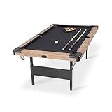 GoSports 7 ft Portable Pool Table - No Assembly Required Folding Billiard Table in Oak