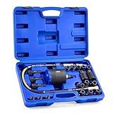 Orion Motor Tech Pneumatic Injector Puller Set for Diesel Engines, 23 pcs 5-8 Bar Air Vibration Injector Removal Tool Kit with Extractor Hammer, 19 Adapters, Extension Hose, and EU US Connectors