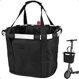Mkuero Removable Knee Scooter Basket Accessory with Handle, Upgrade Quick Release Cloth Electric Scooter Basket Front, Fits Most Knee Scooter Walker Models and Scooter-Black