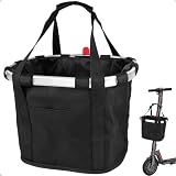 Mkuero Removable Knee Scooter Basket Accessory with Handle, Upgrade Quick Release Cloth Electric Scooter Basket Front, Fits Most Knee Scooter Walker Models and Scooter-Black
