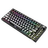 HINATSUSIKE H83 PRO 75% Wireless Mechanical Keyboard, Hot-Swap Cardamom Switches, PBT Keycaps, RGB Backlit with Control Knob, 3 Connection Modes (2.4G/BT/USB-C), Ergonomic for Gaming/Office on