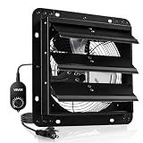 VEVOR 10'' Exhaust Fan, Wall Mounted Attic Fan with Variable Speed controller, 900 CFM, Automatic Shutter, Ventilation and Cooling, Black