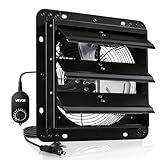 VEVOR 10 inch Shutter Exhaust Fan, Wall Mounted Attic Vent Fan with Variable Speed Controller, 900 CFM, AC Motor, Heavy-duty Steel, Low Noise for Shed, Garage, Greenhouse Ventilation Cooling, Black