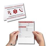 Emergency Alert Medical Information Wallet ID Cards | 10 pk 2 x 3.5” Folded ICE Customizable Conditions Phone Numbers Medications List