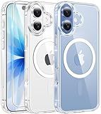 FNTCASE for iPhone 17 Case Clear: Magnetic Phone Cases with Screen Protector Drop Proof Compatible with Magsafe Slim Anti Yellowing Rugged Shockproof Protective Transparent Cell Cover (A-Clear)