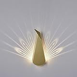 Popup Lighting Elegant Aluminum Wall LED Light Peacock Fixture Electricity Plug in Gold