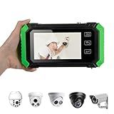 RAINLEOTI 5.5-Inch CCTV Tester – Supports 6K IP Camera Testing – AHD, TVI, CVI & CVBS Analog Camera Testing – RJ45 Cable Pair Tester with PoE, IP Discovery, HDMI Input, Built-in WiFi, and PTZ Control