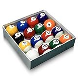 HMQQ Billiard Balls Set 2-1/4" Regulation Size Pool Table Balls for Replacement (16 Resin Balls)