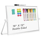 AMUSIGHT Double-Sided Magnetic White Board with Stand, 16" x 12"