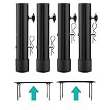 ruiru bro Table Leg Extenders for Folding Tables Straight/Bent Leg,Heavy Duty Folding Table Leg Extensions Risers,2 Levels/Heights Adjustable Risers-Ideal for Improving Your Back Pain(4-Pack)