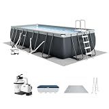 INTEX Ultra XTR 18 ft x 9 ft 52 in Above Ground Pool Set, Rectangular Swimming Pool with Steel Frame, 1500 GPH Sand Filter Pump, Ladder, Cover, & Ground Cloth