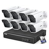 ANNKE 8 Channel 8 Camera Security System H.265+ DVR Recorder with 2TB HDD and 8X 5MP(2560TVL) Outdoor CCTV Bullet Cameras, IP67 Weatherproof,100ft Night Vision, Email Alert, Remote Access