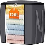 TasticTotes 120L Extra Large Blanket Clothes Storage Bags, Gray, 1 Pack
