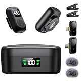 occiam Mini Lavalier Microphone for iPhone & Android Wireless Microphone Noise Reduction Magnetic Mini Lapel Mic with 54H Charging Case for YouTube Podcast Tiktok Vlogging Video Recording Black