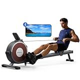 Merach Rowing Machines for Home Use, Quiet Magnetic Rower Machine 16 Levels of Resistance, Dual Slide Rail with Max 350lb Weight Capacity, App Compatible with LCD Monitor, Q1S Fitness Gym Equipment