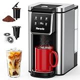 Single Serve Coffee Maker for K-Cup Pod and Grounds, Hot and Iced Coffee Maker, Strong Button Feature, 6 to 14oz Brew Sizes, 50oz Removable Reservoir, Up to 6.5 Inch Cup, Stainless Steel, Black