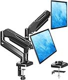 MOUNTUP Dual Monitor Stand for Desk, Monitor Arms for 2 Monitors 32 27 24 22 Inches, Height Adjustable Double Monitor Mount, VESA Mount with C-Clamp & Grommet Base, Holds 4.4-17.6lbs, Black