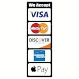 We Accept Credit Card, Mobile Payment & Contactless Pay Service POS Cashier Sign Waterproof Stickers Compatible for Visa, MasterCard, Discover, AmEx, (Apple Pay Compatible)