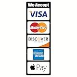 We Accept Credit Card, Mobile Payment & Contactless Pay Service POS Cashier Sign Waterproof Stickers Compatible for Visa, MasterCard, Discover, AmEx, (Apple Pay Compatible)