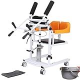 Zuepretd Patient Lift Transfer Chair for Home,Hydraulic Patient Lift Chair with Adjustable Height & 180° Open Design - Home Care Mobility Transfer Chair for Elderly Adults, 240 lb Capacity (White)