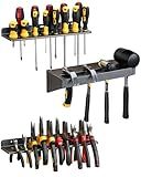 FHXZH Wall Mount Screwdriver Organizer, Pliers Holder, Hammer Rack, 3PCS Alloy Steel Hand Tool Storage Organizer for Garage Workshop