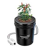 VIVOSUN DWC Hydroponics Grow System with Top Drip Kit, 5-Gallon Deep Water Culture, Recirculating Drip Garden System with Multi-Purpose Air Hose, Air Pump, and Air Stone (1 Bucket + Top Drip Kit)