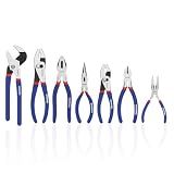 7-piece WORKPRO Pliers Set with Groove Joint, Long Nose, Slip Joint, Linesman, and Diagonal Pliers for DIY & Home Use