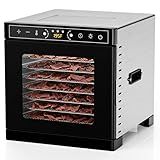 Prenafla Food Dehydrator, 8 Stainless Steel Trays Food Dryer with Visible Skylight and Built-in Lighting, 195°F Dehydrated Dryer for Jerky, Pet Treats, Herbs, Meat, Fruit and Yogurt, Silver