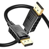 Premium 6ft DisplayPort Cable – 4K@60Hz, 1440p@165Hz, 1080p@240Hz, High-Speed HD DP to DP Cord with Locking Latches, Designed for PC, Graphics Card, TV, Laptop, Monitor and Gaming PC Accessories