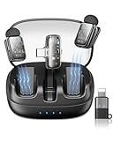 KUKIHO Mini 2 Wireless Lavalier Microphones for iPhone 15/16/17 & Android, 3-Level Noise Reduction, Plug & Play, 36H Battery with Charging Case, Wireless Lapel Mic for Video Recording, Vlogging