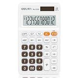 Deli Standard Function Basic Calculator, 12 Digit Desktop Calculator with Large LCD Display, Solar Battery Dual Power Office Calculators, White