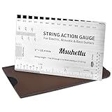 String Action Gauge Ruler, Upgraded Guitar String Height Gauge with Inch & Metric Scales, Guitar String Setup Tool and Accessory for Electric, Acoustic, Bass, and Luthier Use - Print Silver Edition