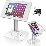 AboveTEK Anti-Theft iPad Kiosk Stand – POS iPad Security Stand & Locking Tablet Holder – Heavy Duty Base, 360° Swivel, 75° Tilt Bracket – Perfect for Retail Business (White)