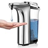 PZOTRUF Automatic Soap Dispenser, Touchless Dish Soap Dispenser 17oz/500ml with Infrared Sensor, 5 Adjustable Soap Levels, Liquid Dispenser for Bathroom Kitchen (Silver)