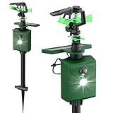 Motion Activated Sprinkler Deer Repellent Devices with Flashing Light, Solar Powerd Cat Repellent Outdoor with Motion Sensor - Keep Rabbits Shunks Dog Raccoons Birds Away from Lawn and Garden