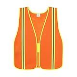 Meiosuns Reflective High Visibility Safety Vest for Men Women Class 2 Hi Vis Breathable Mesh Vests Neon Safety Jacket with Elastic Band for Construction Work Meets ANSI/ISEA Standards (Orange, S-L)