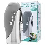 LumoLeaf Portable Dog Water Bottle 27 OZ, Stainless Steel Pet Travel Water Bottle Dispenser for Walking, Hiking and Outdoor, Portable Water Bowl for Large Dogs (Grey)