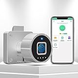 Pothunder Fingerprint Cabinet Lock, 1-1/4'' Auto Locking Bluetooth Biometric Keyless Child Safety Lock for File Drawer Furniture Double Door