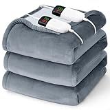 Heated Electric Blanket Queen Size - 84" x 90" Heating Blanket with Dual Control, 10 Heating Levels & 8 Hours Auto Off, Soft Warm Flannel Blanket, Christmas Birthday Gifts for Senior Grandma