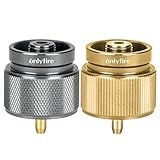 ONLYFIRE OUTDOOR LIVING Camping Stove Adapter 2-Pack, Gas Convert Connector 1LB Outdoor Propane Small Tank Input EN417 Lindal Valve Output, Work for Jetboil camp stove, Backpacking Hiking, GS317