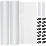 Elesunory 2 Rolls Range Hood Filters, Nonwoven Fabric Range Hood Replacement Filter with Adhesive Strips and Magnetic Block, Anti Oil Filter Paper for Kitchen（10 m Per Roll, White)